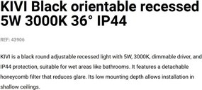 Spot LED incastrat directionabil IP44 KIVI negru 5W 3000K