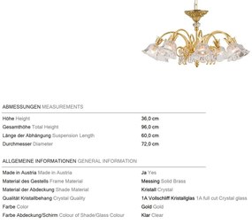 Candelabru cristal design lux LA BOHEME D-72cm 8L gold plated