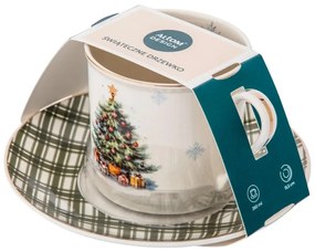 Altom Ceasca de porțelan cu farfurioară ChristmasTree 260 ml