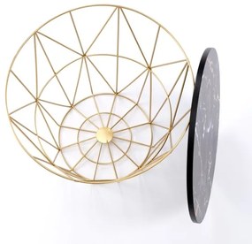 Măsuță de cafea HARISSA 41x42 cm auriu/negru decor marmorat