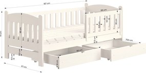 Pat copii din lemn cu sertare Alvins 90x180 - pin