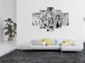 Tablou - Frunze înghețate,alb-negru (150x105 cm)
