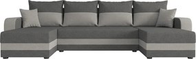 Coltar extensibil in forma de U VALERIO, gri inchis/gri deschis, 305x140 cm