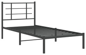 355554 vidaXL Cadru pat metalic cu tăblie, negru, 90x200 cm