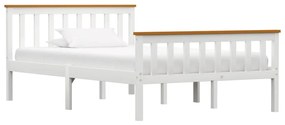 Cadru de pat, alb, 120 x 200 cm, lemn masiv de pin Alb si maro, 120 x 200 cm