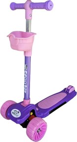 Trotineta copii cu roti luminoase din silicon NOVOKIDS™ Mini Scooter 6160, Cu melodii si lumini, 3 roti, Pliabila, Maner reglabil pe inaltime, Maxim