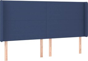 vidaXL Tăblie de pat cu aripioare, albastru, 203x16x118/128 cm, textil