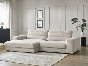 Colțar bej cu tapițerie din catifea (cu colț pe partea stângă/cu șezlong) Sierra – Bobochic Paris