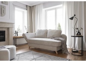 Șezlong bej cu tapițerie din catifea reiată (cu colț pe partea stângă) Chic Charlotte – Miuform