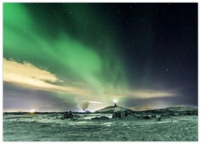 Tablou pe sticlă cu Aurora Borealis (70x50 cm)