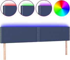 vidaXL Tăblie de pat cu LED, albastru, 180x5x78/88 cm, textil