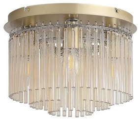 Plafoniera metal auriu, tije din sticla Swizzle