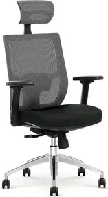 Scaun de birou ADMIRAL, negru/gri, stofa/plasa/aluminiu, 68x60x120/130