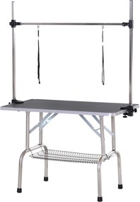 PawHut Masa de Îngrijire a Câinelui Masa de Tuns cu Coș Inferior Masa de Îngrijire a Animalelor de Companie Masa de Frizerie pentru Câini și Pisici până la 100kg Negru | Aosom Romania