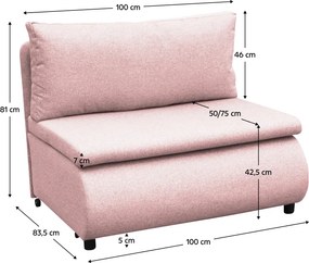 Fotoliu extensibil cu spaţiu de depozitare, roz, FLIK