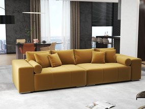 Canapea extensibilă dumonde cu ladă de depozitare si sezut confortabil din spuma high-density, Marbela Royal Mustar XXL 295x100 cm