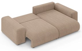 Colțar bej extensibil/cu spațiu de depozitare cu tapițerie din catifea reiată (cu colț variabil) Luma – Ropez