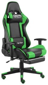 Scaun ergonomic gaming,suport pentru picioare-Negru Verde