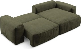 Colțar verde extensibil cu tapițerie din chenille (cu colț pe partea dreaptă/cu șezlong) Kuki – Makamii