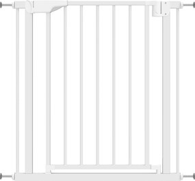 PawHut Poartă de Siguranță pentru Copii și Animale, Poartă pentru Câini cu Închidere Automată, Deschidere în Ambele Direcții, Montare prin Presiune, 76-82x76 cm, Alb | Aosom Romania