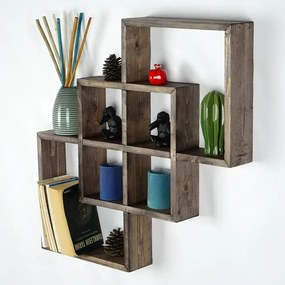 Raft de perete din lemn Karo Homs, maro 69 cm