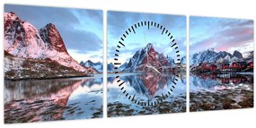 Tablou - Răsărit de soare deasupra Reine (cu ceas) (90x30 cm)