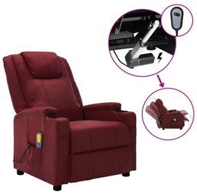3073799 vidaXL Fotoliu de masaj rabatabil electric, roșu vin, piele ecologică