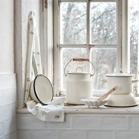 Bidon de lapte vintage din oțel emailat, alb offwhite, Ø16×H22,5 cm, 3L, „Emil's Enamel"
