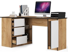 Masă PC de colț Bevin (Stejar craft + Alb) (S). 1070975