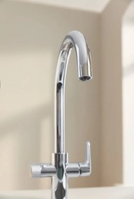 Baterie de bucatarie Grohe Blue Pure BauCurve, 3/8'', filtrare apa, pipa inalta, tip C, pivotanta, 3000 l filtru inclus, crom - 30582000