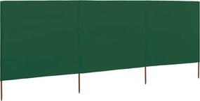 vidaXL Paravan anti-vânt cu 3 panouri, verde, 400x120 cm, textil