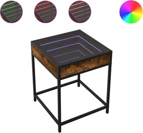 vidaXL Noptieră cu LED infinity, stejar fumuriu, 40x40x51 cm
