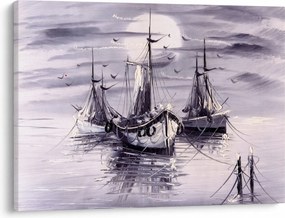 Tablou - Port marin, pictură în ulei (70x50 cm)