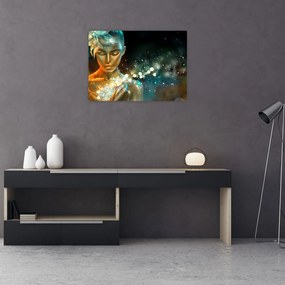 Tablou pe sticlă - zâna albastră (70x50 cm)