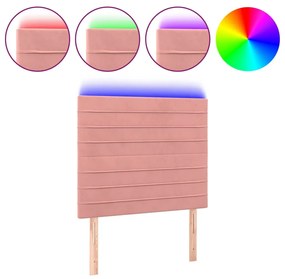 3122599 vidaXL Tăblie de pat cu LED, roz, 80x5x118/128 cm, catifea