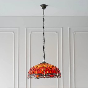 Endon 64082 - Lustru suspendat cu lanț Tiffany DRAGONFLY 3xE27/60W/230V diametru 50 cm