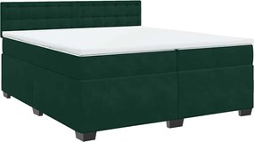 vidaXL Pat box spring cu saltea, verde închis, 200x200 cm, catifea