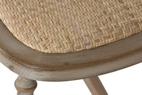 Scaun dining romantic din lemn de cedru cu șezut împletit din rattan, 50×40×94 cm, „Camille"