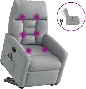 vidaXL Fotoliu electric masaj rabatabil cu ridicare, gri închis textil