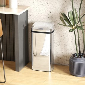 HOMCOM Cos de gunoi cu senzor 50L inox elegant | Aosom Romania