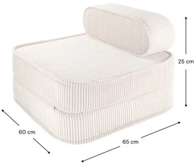 Fotoliu de copii crem cu tapițerie din catifea reiată Flip – Wigiwama