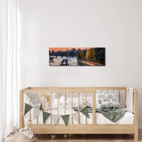Tablou - gondole italiene (cu ceas) (90x30 cm)