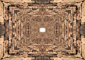 Fototapet - 3D - Tunel din pietre (152,5x104 cm)