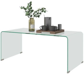 HOMCOM Masa de cafea din sticlă masă de salon rectangulară design modern din sticlă temperată cu margini rotunjite sigure transparent | Aosom Romania