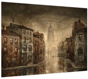 Tablou pe sticlă - Pictura orașului (70x50 cm)