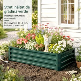 Outsunny Pat de Gradina Galvanizat Inaltat pentru Cultivare Legume Flori Plante Aromatice Cutie de Plantare Metalica Verde 120x90x30cm | Aosom Romania