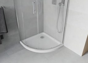 Mexen Rio cabina de duș semirotundă 80 x 80 cm, mat, crom + cadă Flat, alb - 863-080-080-01-30-4110