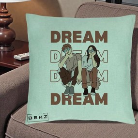 Perna Decorativa Dream Couple Aesthetic, 40x40 cm, Verde Menta, Husa Detasabila, Perna Inclusa, BEKZ®