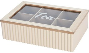 Cutie pentru pliculețe de ceai Stripes bej, 24 x 7 x 16 cm