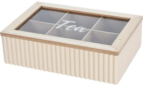 Cutie pentru pliculețe de ceai Stripes bej, 24 x 7 x 16 cm